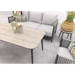 Loungesets-Garden Impressions GI Diamo stoel/bank lounge-diningset (4-delig) - Carbon Black/Zand