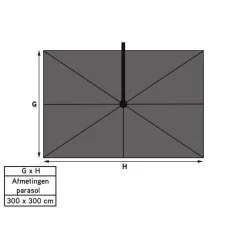 Garden Impressions GI Hawaii zweefparasol Deluxe 300 x 300 cm. - Zand - met voet en hoes