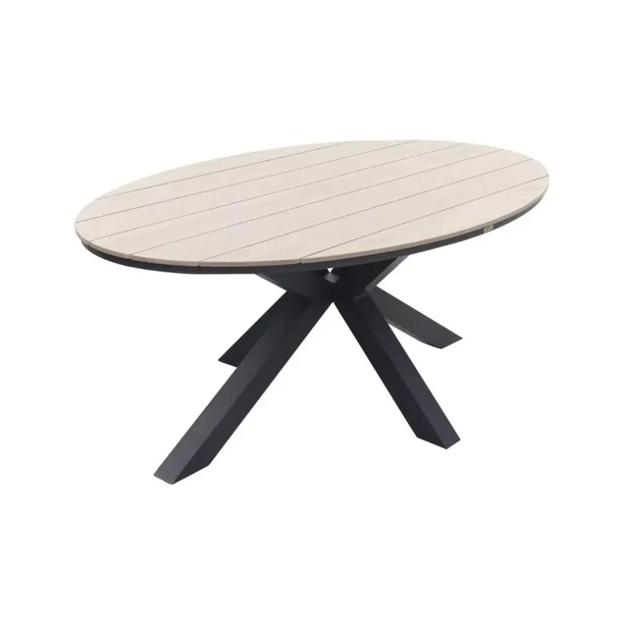 Tuinsets-Garden Impressions GI Margriet zwart/zand / Edison 180 x 115 cm. tafel - ovale tuinset