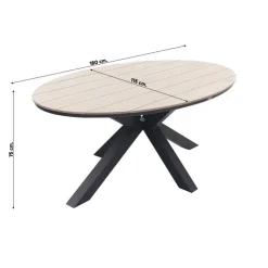 Tuinsets-Garden Impressions GI Margriet zwart/zand / Edison 180 x 115 cm. tafel - ovale tuinset