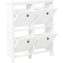 Schoenenkasten-Leen Bakker GIBSON - Schoenenkast 4 vakken - Wit - MDF