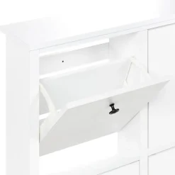 Schoenenkasten-Leen Bakker GIBSON - Schoenenkast 4 vakken - Wit - MDF