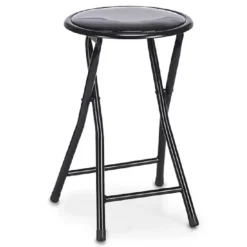 Krukjes-Giftdecor Bijzet krukje/stoel - Opvouwbaar - zwart - 45cm