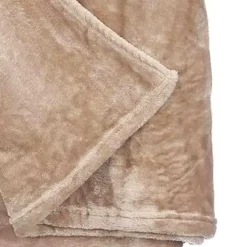 Giftdecor Fleece deken/plaid - beige - polyester - 130 x 160 cm