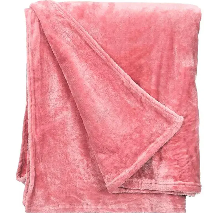 Plaids-Giftdecor Fleece plaid - roze - polyester - 130 x 160 cm