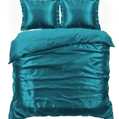 Zavelo Glanzend Satijnen Dekbedovertrek Beauty Silk Aqua-1-persoons (140 x...