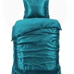 Zavelo Glanzend Satijnen Dekbedovertrek Beauty Silk Aqua-1-persoons (140 x...