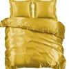 2-Persoons Dekbedovertrekken-Zavelo Glanzend Satijnen Dekbedovertrek Beauty Silk Goud-2-persoons (200 x...