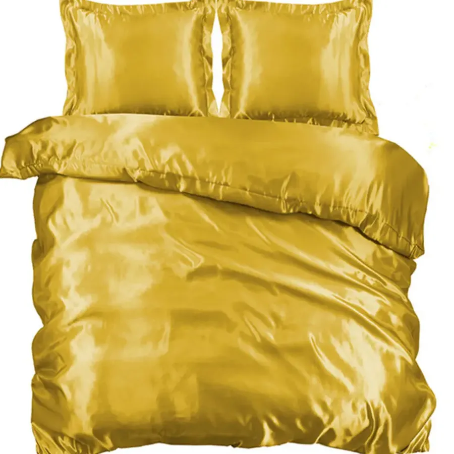 2-Persoons Dekbedovertrekken-Zavelo Glanzend Satijnen Dekbedovertrek Beauty Silk Goud-2-persoons (200 x...