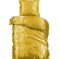2-Persoons Dekbedovertrekken-Zavelo Glanzend Satijnen Dekbedovertrek Beauty Silk Goud-2-persoons (200 x...