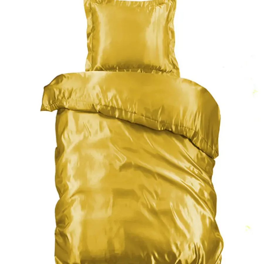 2-Persoons Dekbedovertrekken-Zavelo Glanzend Satijnen Dekbedovertrek Beauty Silk Goud-2-persoons (200 x...