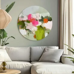 Reinders Glasschilderij Abstracte lente - Ø 70cm - Groen