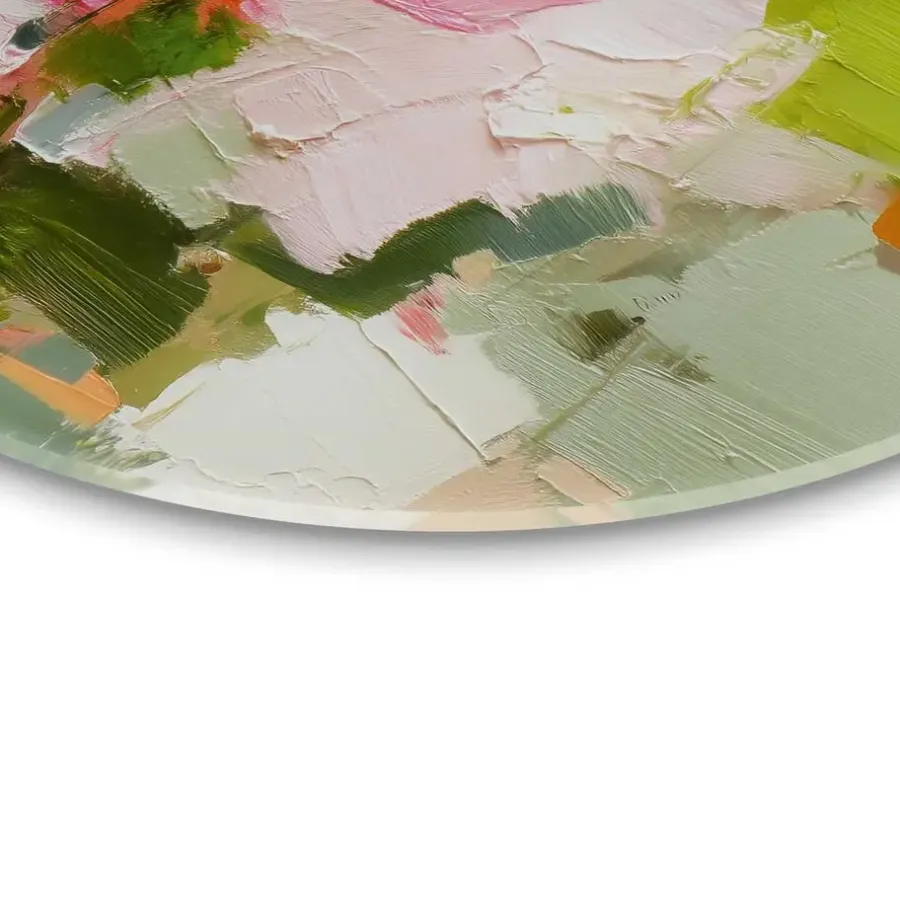 Reinders Glasschilderij Abstracte lente - Ø 70cm - Groen