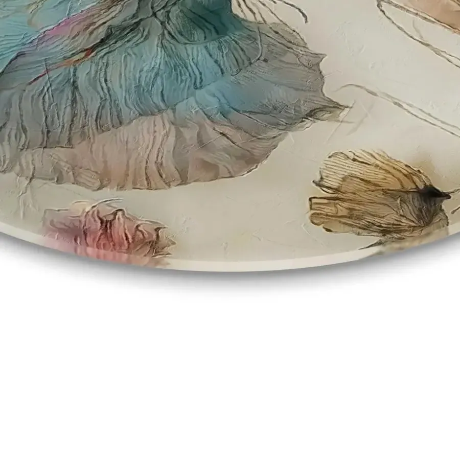 Schilderijen-Reinders Glasschilderij Aquarel bloemen II - Ø 50cm - Blauw