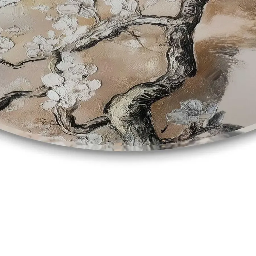 Reinders Glasschilderij Boom in bloei - Ø 50cm - Beige