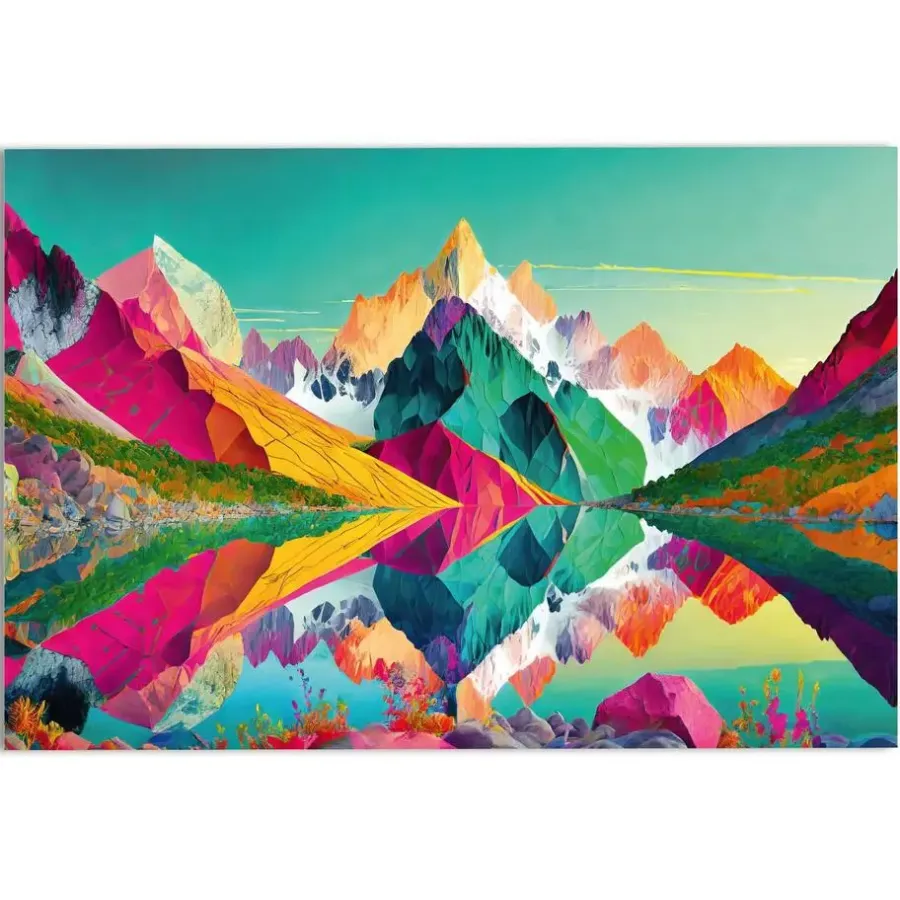 Reinders Glasschilderij Bright Mountains - 78 x 116cm - Bont