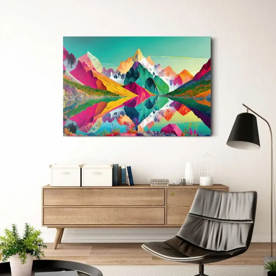 Reinders Glasschilderij Bright Mountains - 78 x 116cm - Bont