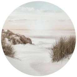 Schilderijen-Reinders Glasschilderij Horizon aan het strand - Ø 70cm - Beige