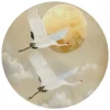 Reinders Glasschilderij Kraanvogels onder de maan - Ø 70cm - Beige