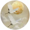 Reinders Glasschilderij Kraanvogels onder de maan - Ø 50cm - Beige