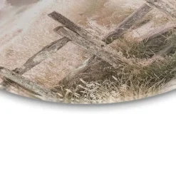 Schilderijen-Reinders Glasschilderij Ochtenddauw in de weide - Ø 50cm - Beige