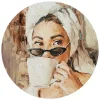 Reinders Glasschilderij Ochtendkoffie - Ø 70cm - Beige