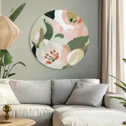 Reinders Glasschilderij Pastel bloemen - Ø 70cm - Groen