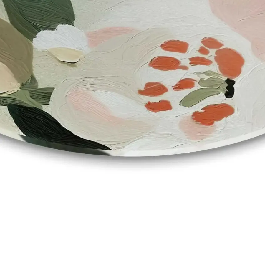 Reinders Glasschilderij Pastel bloemen - Ø 70cm - Groen