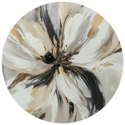 Schilderijen-Reinders Glasschilderij Stijlvolle bloem - Ø 70cm - Beige