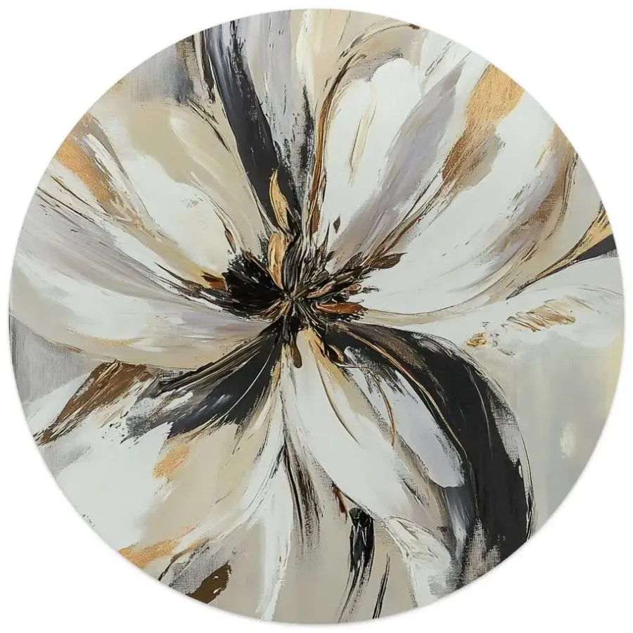 Reinders Glasschilderij Stijlvolle bloem - Ø 50cm - Beige