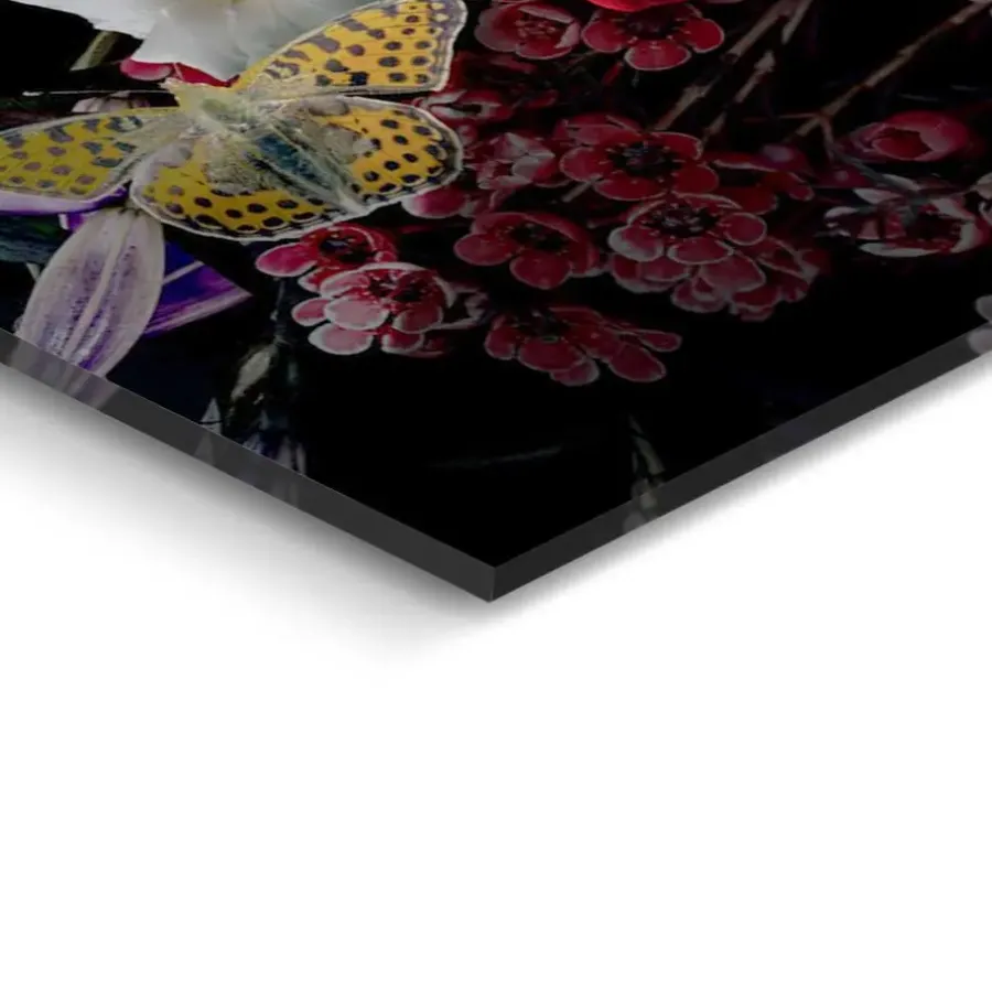 Reinders Glasschilderij Vrouw met Bloemenglitters - 78 x 116cm - Bont