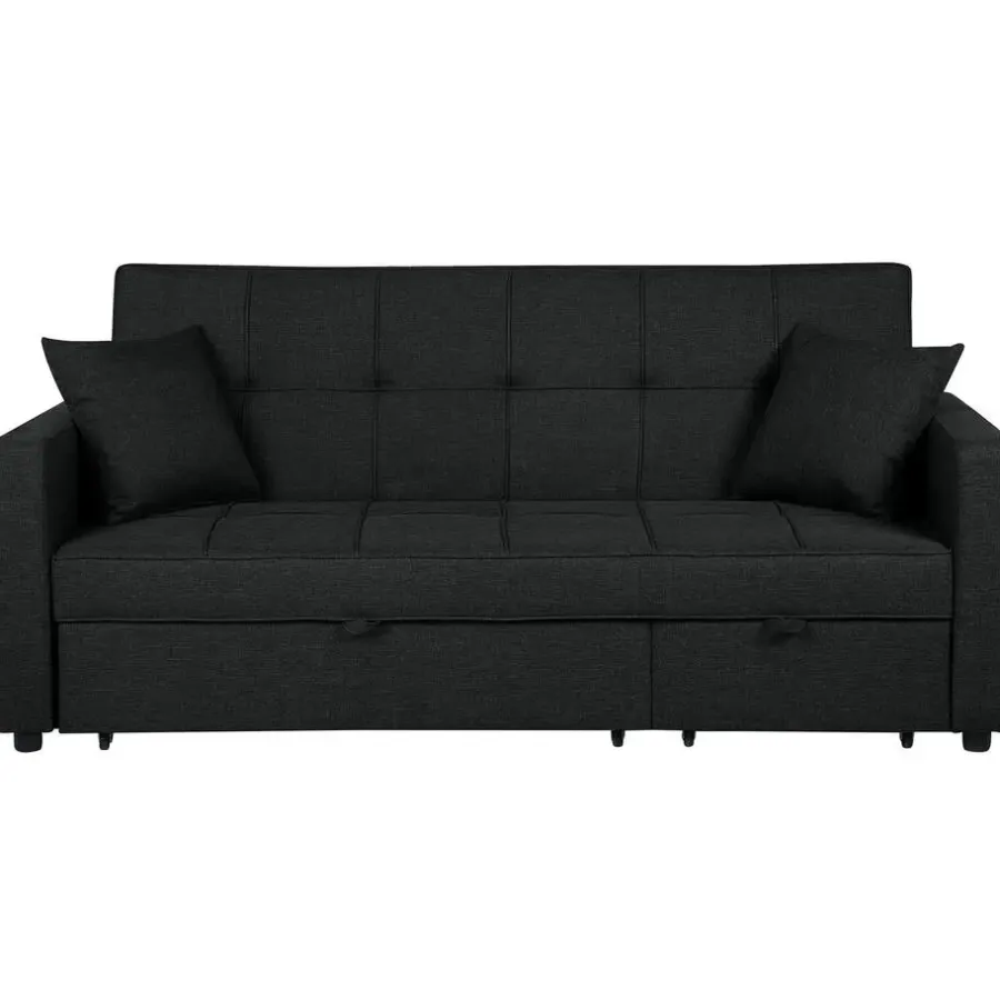 Beliani GLOMMA - Slaapbank 3-zits - Zwart - Polyester