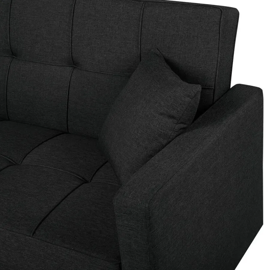 Beliani GLOMMA - Slaapbank 3-zits - Zwart - Polyester