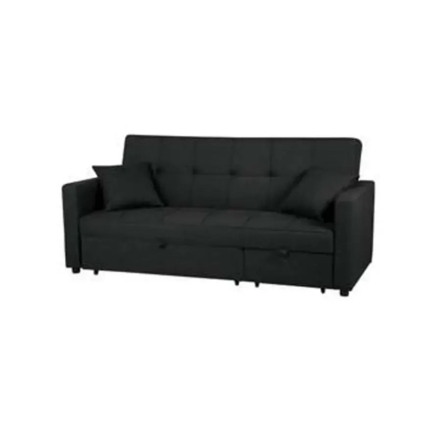 Beliani GLOMMA - Slaapbank 3-zits - Zwart - Polyester