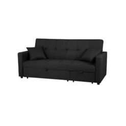 Beliani GLOMMA - Slaapbank 3-zits - Zwart - Polyester