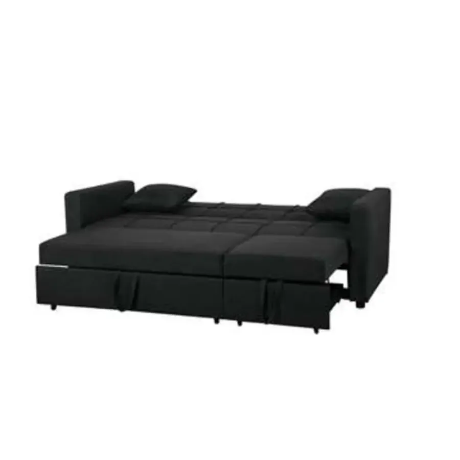 Beliani GLOMMA - Slaapbank 3-zits - Zwart - Polyester