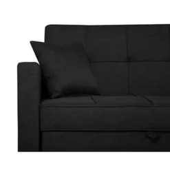 Beliani GLOMMA - Slaapbank 3-zits - Zwart - Polyester