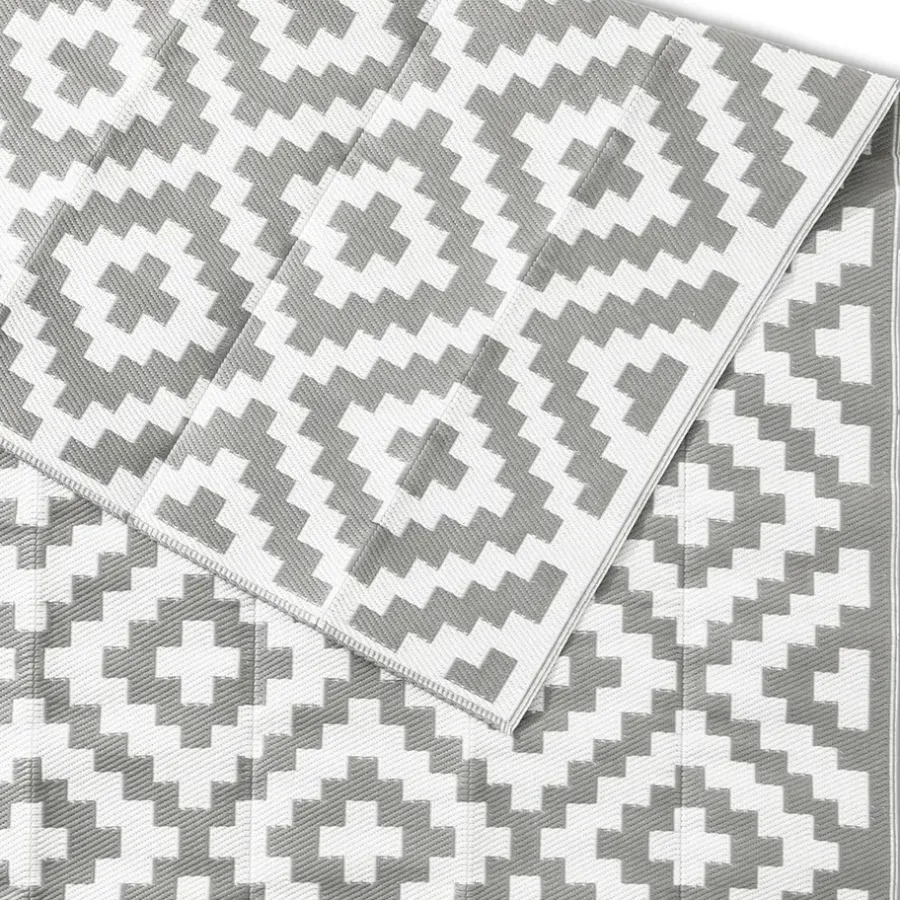 Goliving Buitenkleed Summer Diamond - 183x290CM - Draagtas - Grijs/Wit