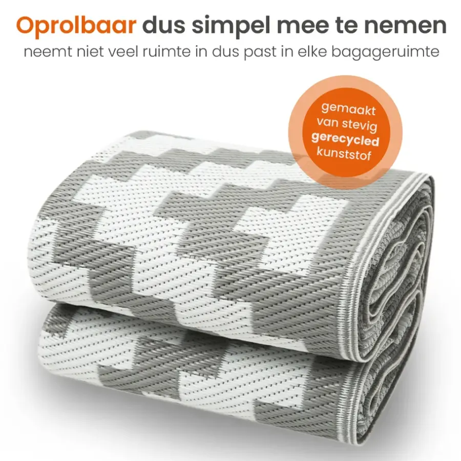 Goliving Buitenkleed Summer Diamond - 183x290CM - Draagtas - Grijs/Wit