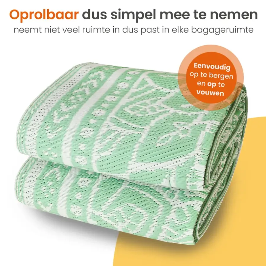 Goliving Buitenkleed Summer Flora - 183x290CM - Draagtas - Groen/Wit