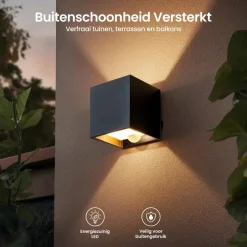 Goliving buitenlamp – Wandlamp - Kubuslamp – LED - Zwart