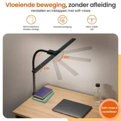 Bureaulampen|Bureaulampen-Goliving Bureaulamp met Klem - 78 CM - LED Dimbaar - Touch Bediening