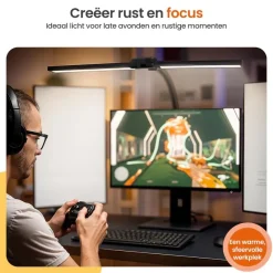 Bureaulampen|Bureaulampen-Goliving Bureaulamp met Klem - 78 CM - LED Dimbaar - Touch Bediening
