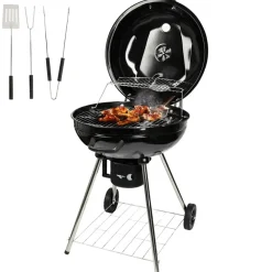 Barbecues En Accessoires-Goliving Houtskool Barbecue - Ø54 cm - Inclusief Accessoires - BBQ op Wielen