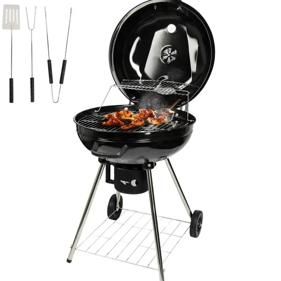 Barbecues En Accessoires-Goliving Houtskool Barbecue - Ø54 cm - Inclusief Accessoires - BBQ op Wielen