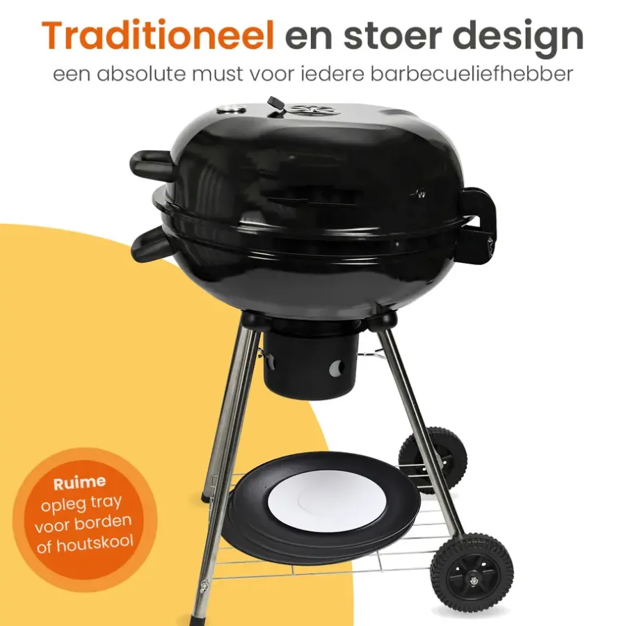 Barbecues En Accessoires-Goliving Houtskool Barbecue - Ø54 cm - Inclusief Accessoires - BBQ op Wielen