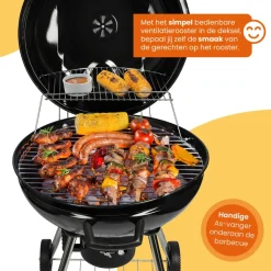 Barbecues En Accessoires-Goliving Houtskool Barbecue - Ø54 cm - Inclusief Accessoires - BBQ op Wielen