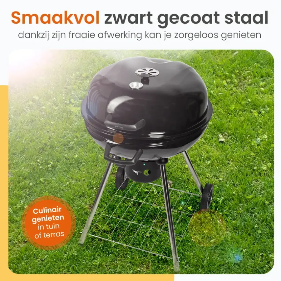 Barbecues En Accessoires-Goliving Houtskool Barbecue - Ø54 cm - Inclusief Accessoires - BBQ op Wielen