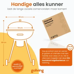 Barbecues En Accessoires-Goliving Houtskool Barbecue - Ø54 cm - Inclusief Accessoires - BBQ op Wielen