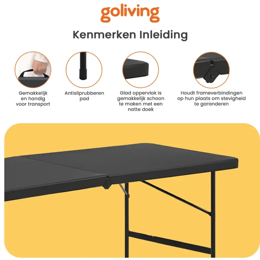 Goliving Inklapbare Tafel – Klaptafel – Campingtafel – Vouwtafel Buiten